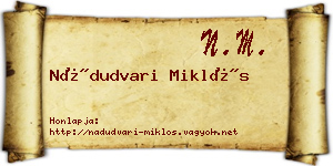 Nádudvari Miklós névjegykártya