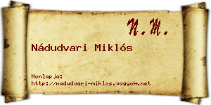 Nádudvari Miklós névjegykártya