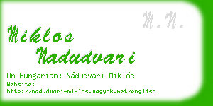 miklos nadudvari business card